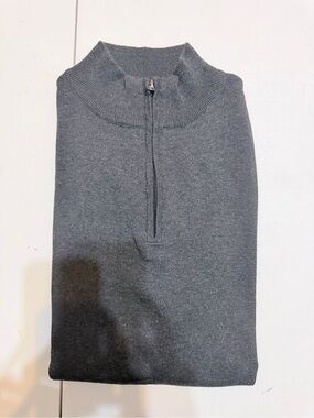 Men's Quarter-Zip Mock Neck Sweater — Charcoal